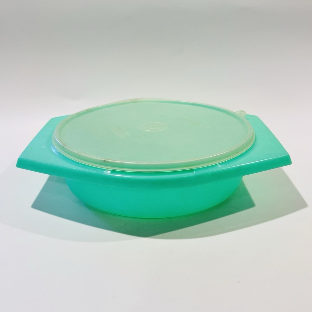 Vintage Tupperware Jadeite Storage Bowl w‎ Lid & Handles No. 786-2 No Grater